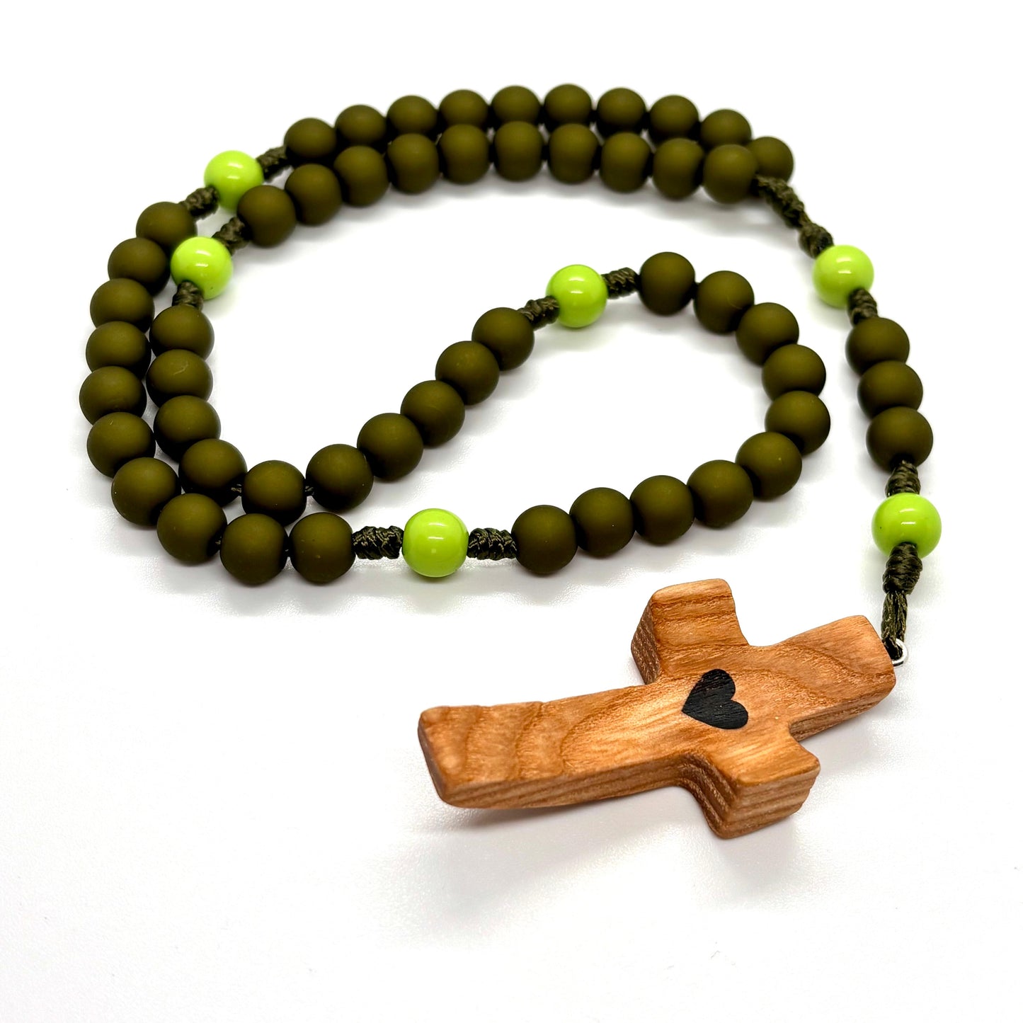 Rosario in corda - Croce in legno