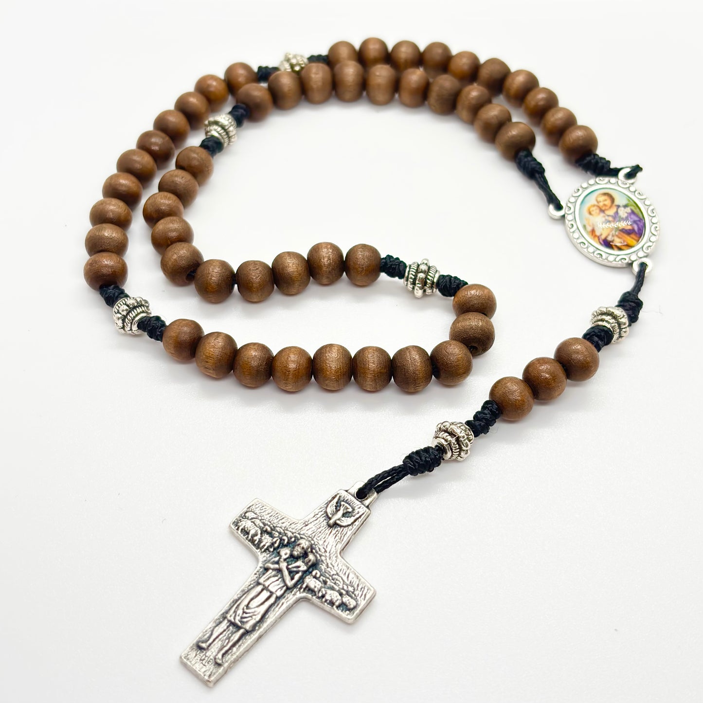 Rosario in corda, legno - San Giuseppe