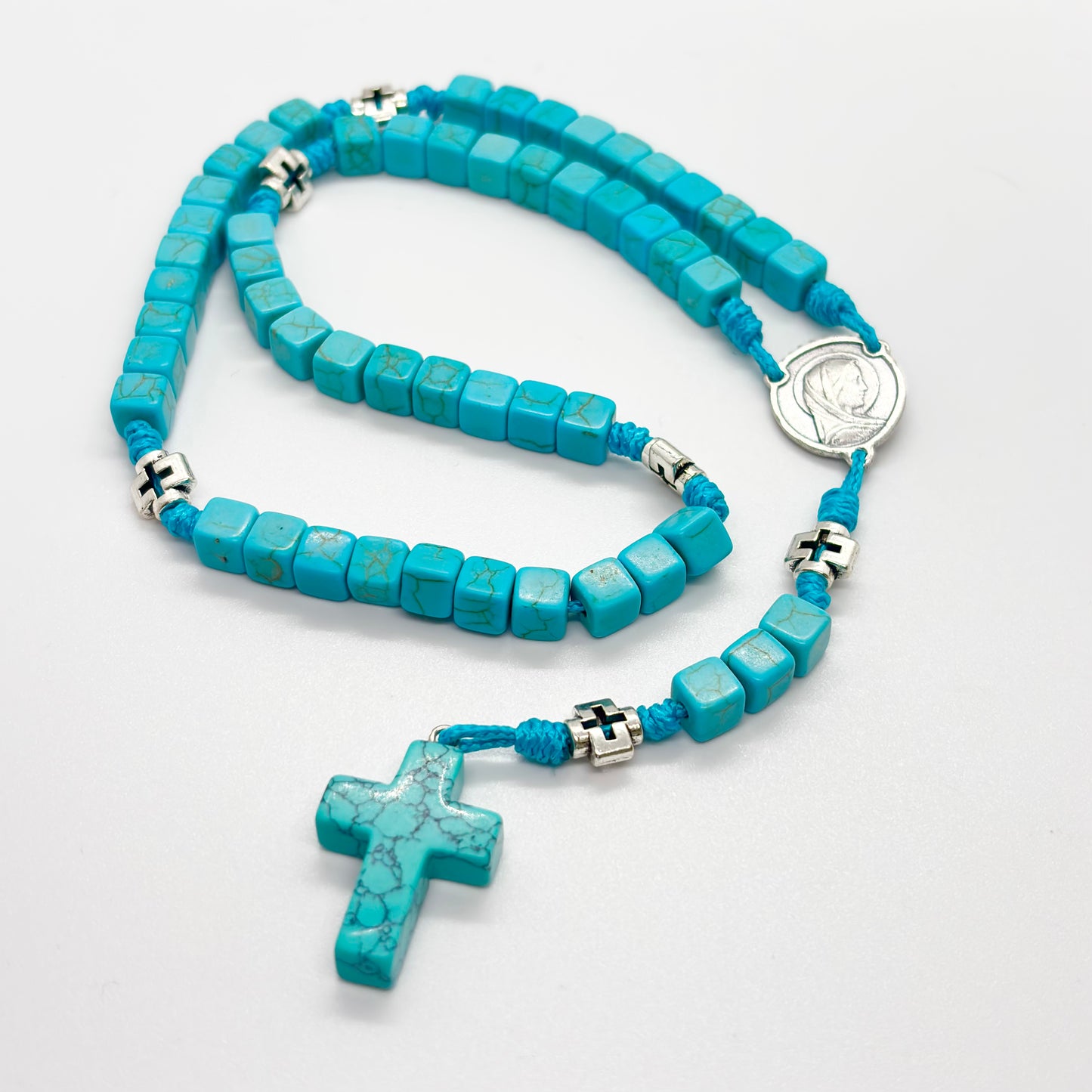 Rosario in corda - Turchese - Madonna di Lourdes