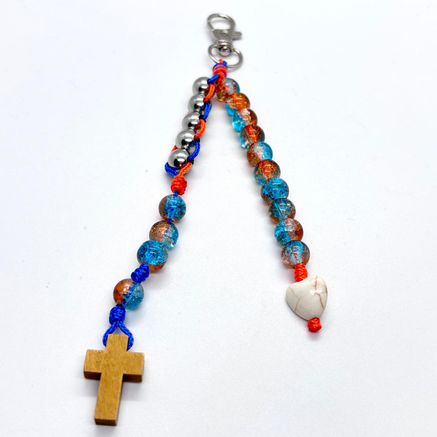 Rosario Charm - Vetro celeste/arancione