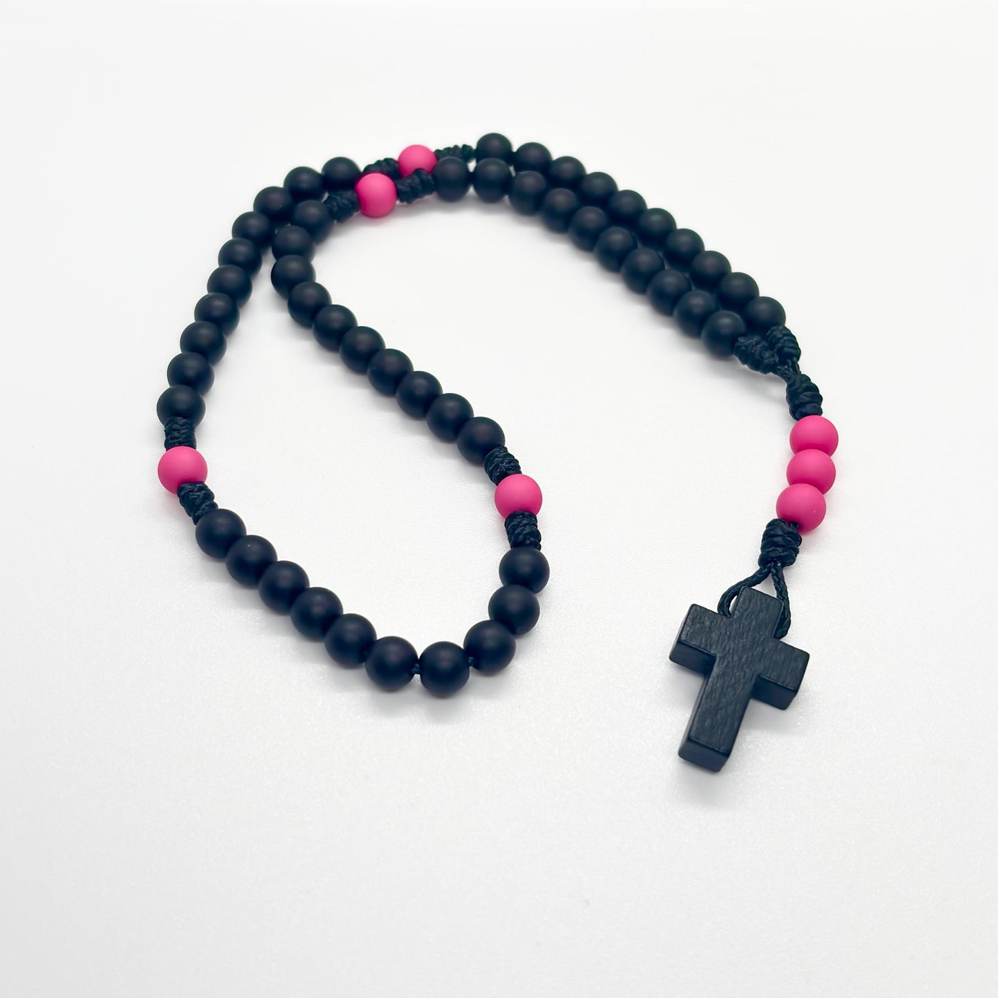 Rosario in corda - acrilico/legno  (varie colorazioni)