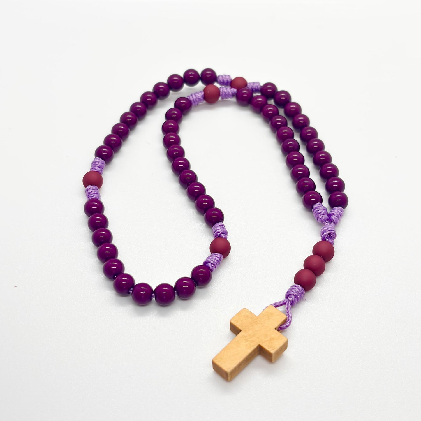 Rosario in corda - acrilico/legno  (varie colorazioni)