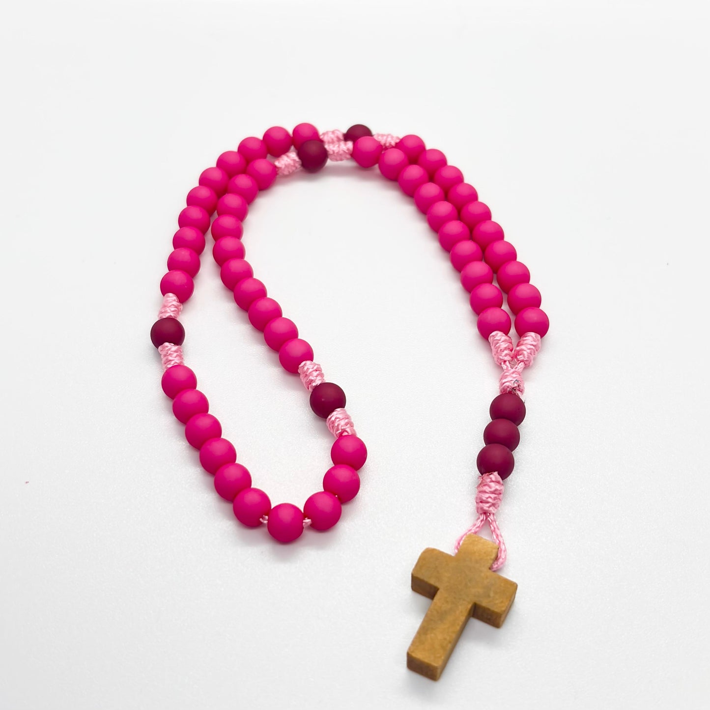Rosario in corda - acrilico/legno  (varie colorazioni)