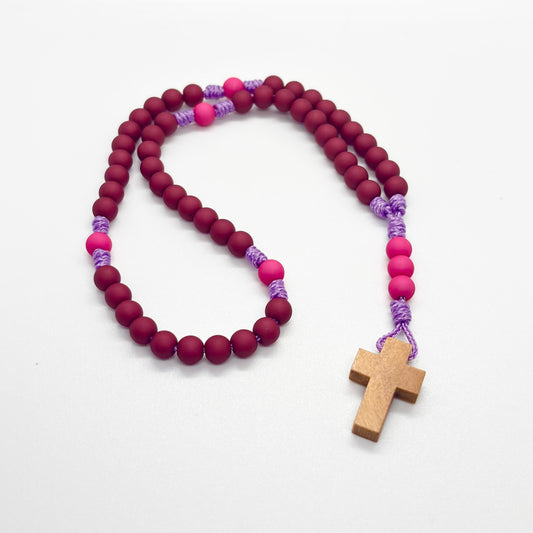 Rosario in corda - acrilico/legno  (varie colorazioni)