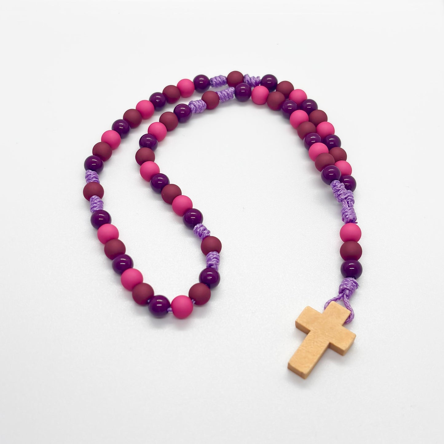 Rosario in corda - acrilico/legno  (varie colorazioni)