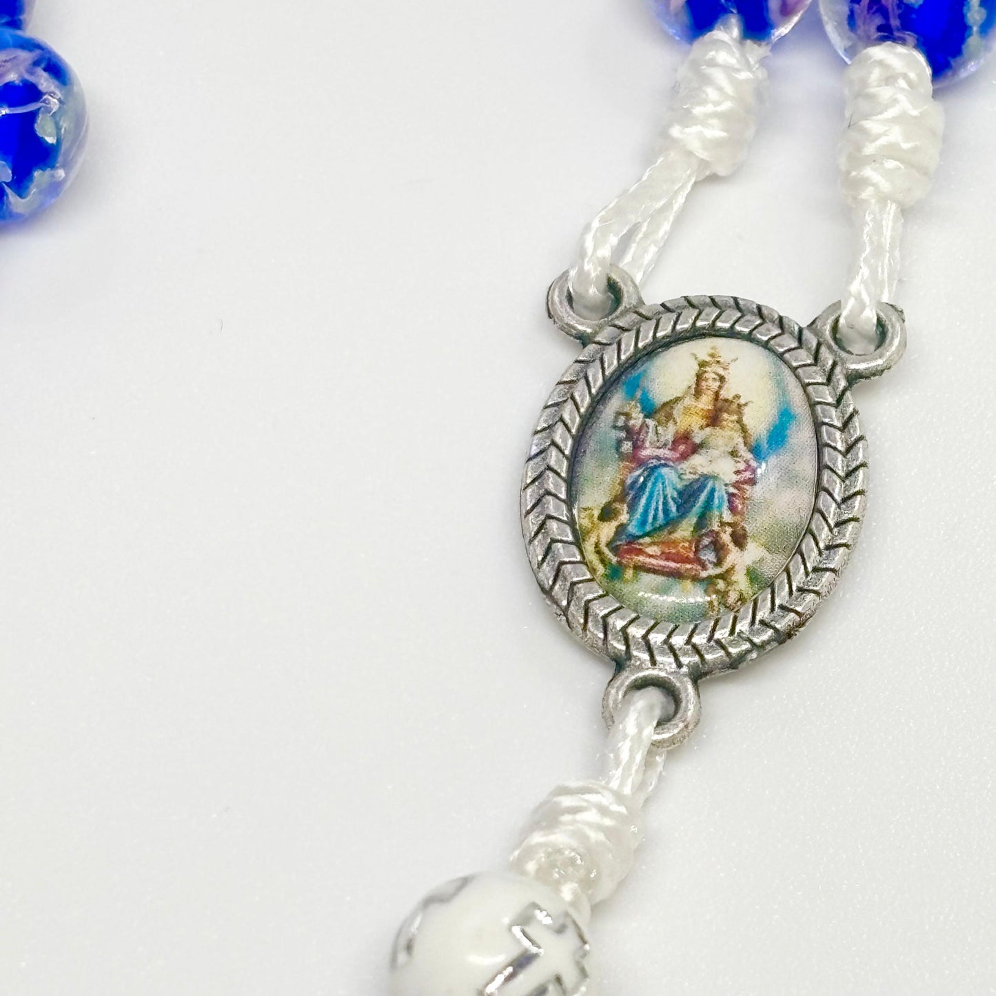 Rosario in vetro Rosa/Blu