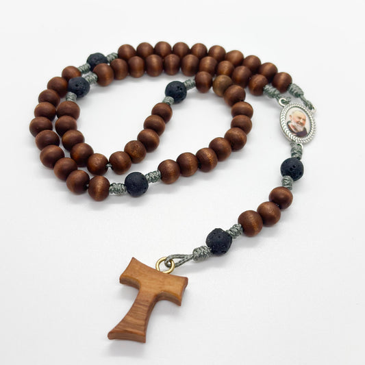 Rosario in legno e pietra - Padre Pio