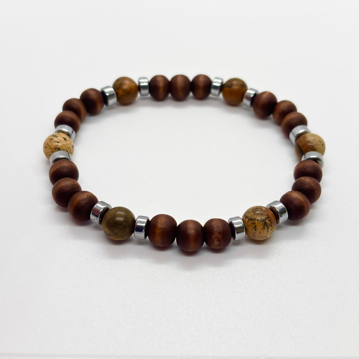 Bracciale in legno e pietra naturale