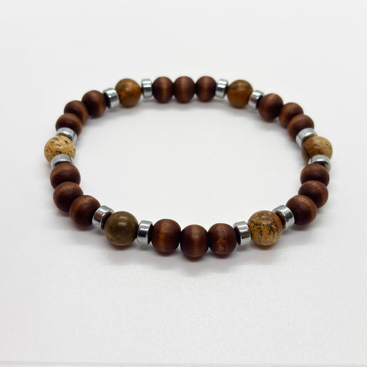 Bracciale in legno e pietra naturale