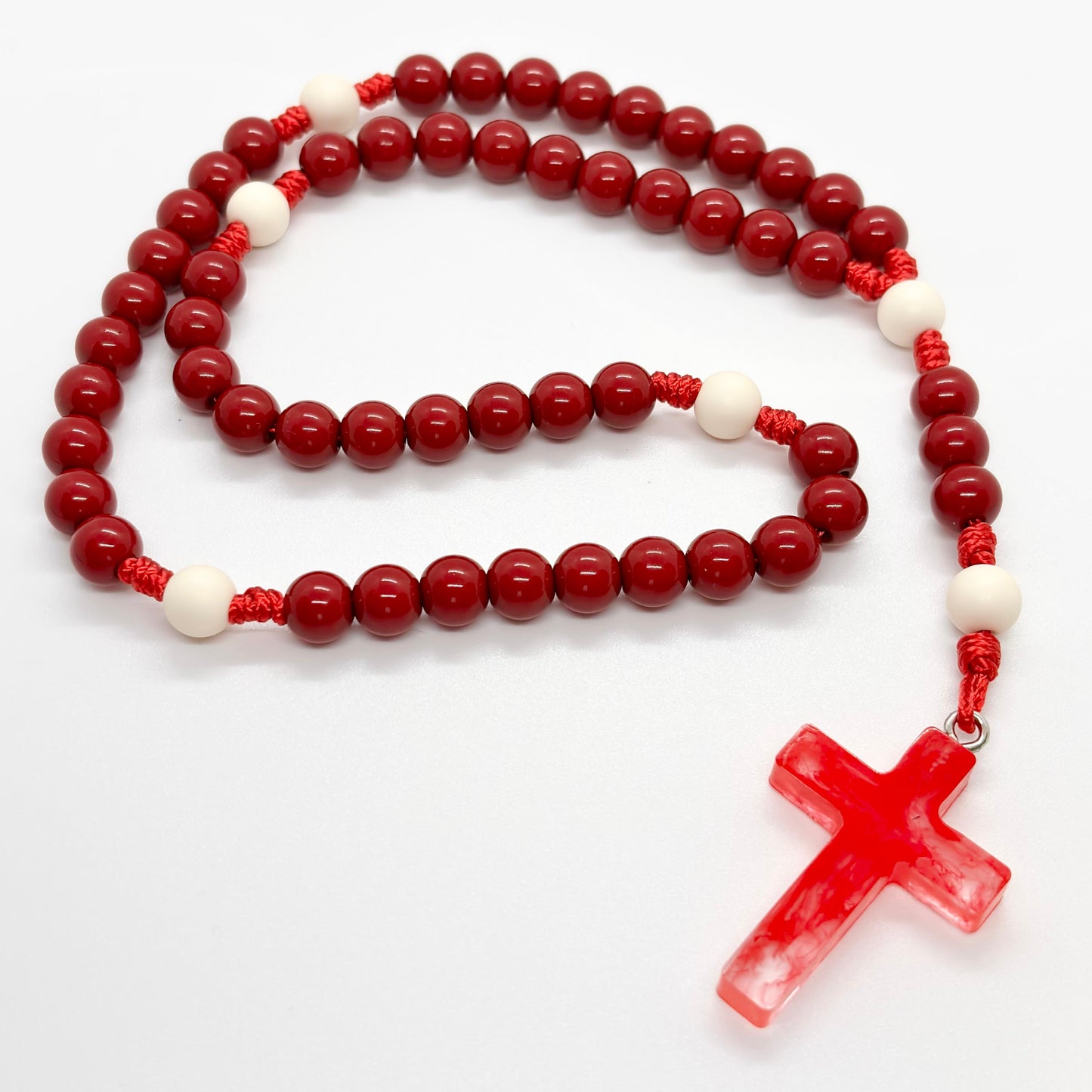 Rosario in corda - Croce in resina