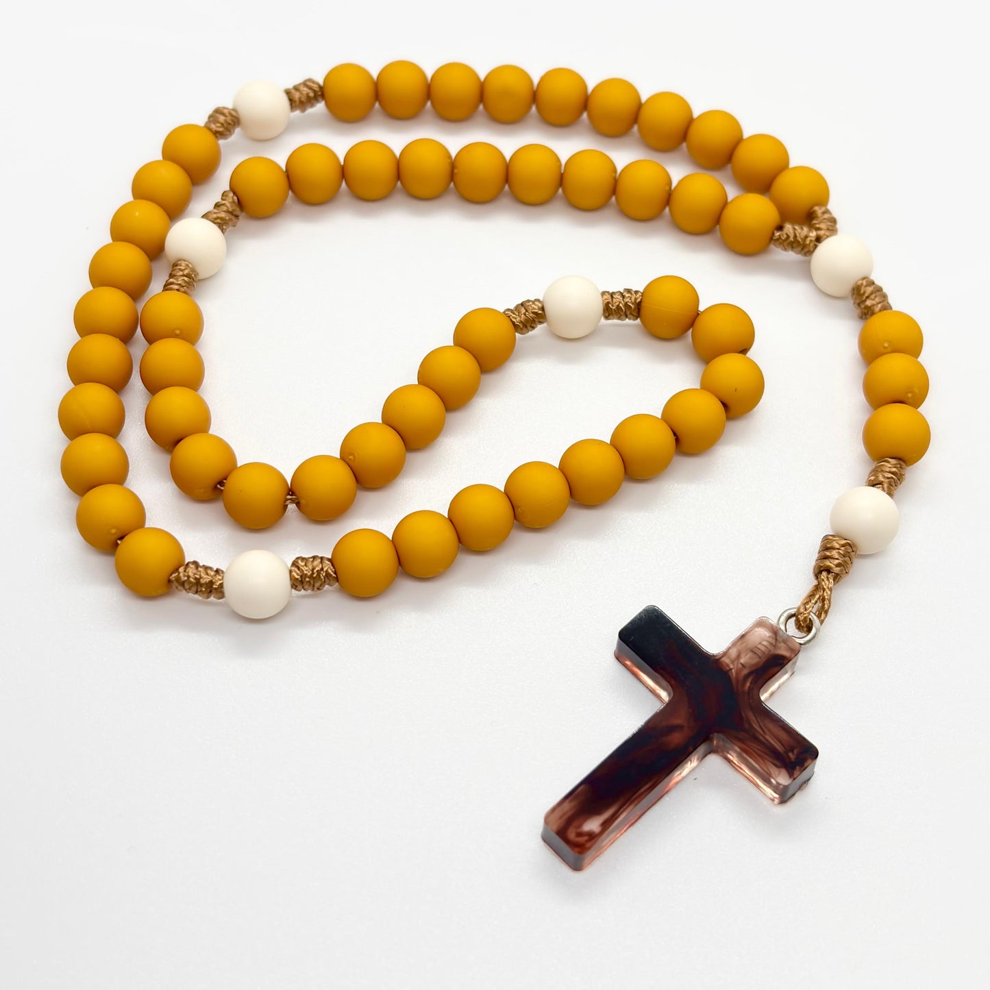 Rosario in corda - Croce in resina