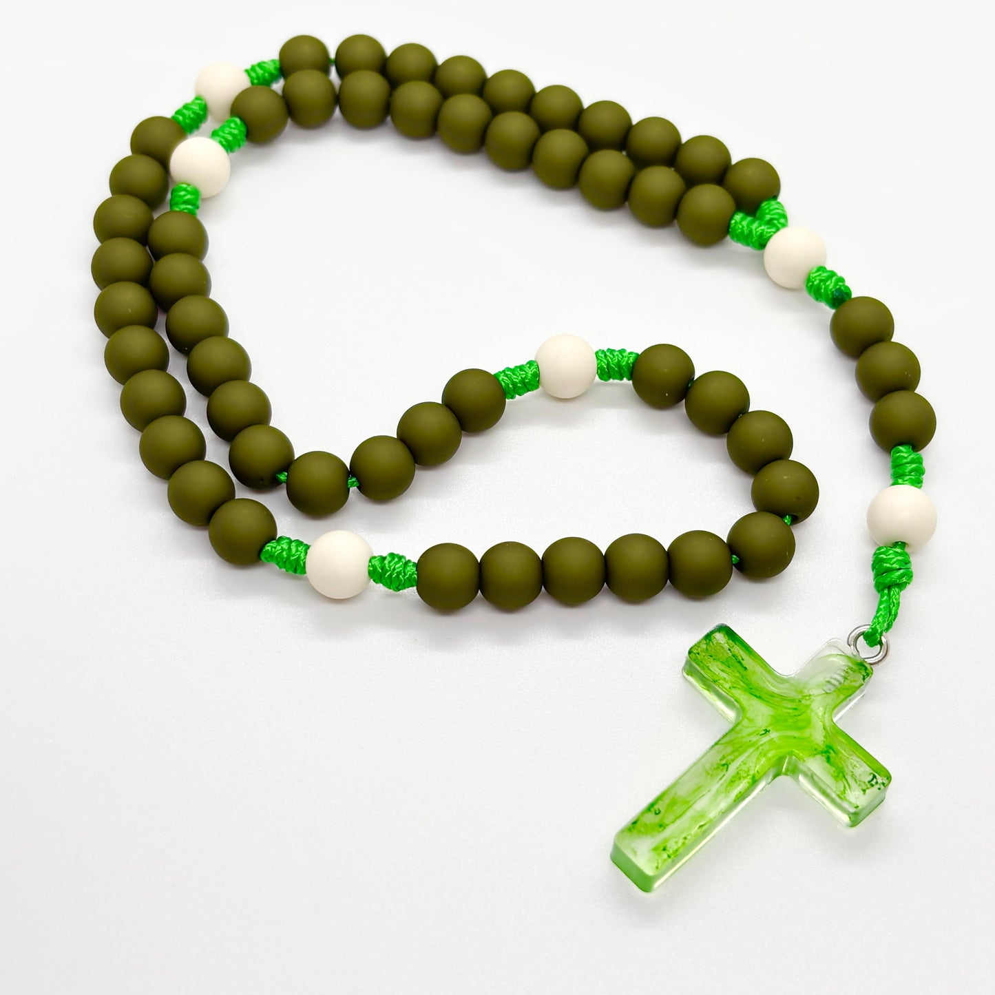 Rosario in corda - Croce in resina