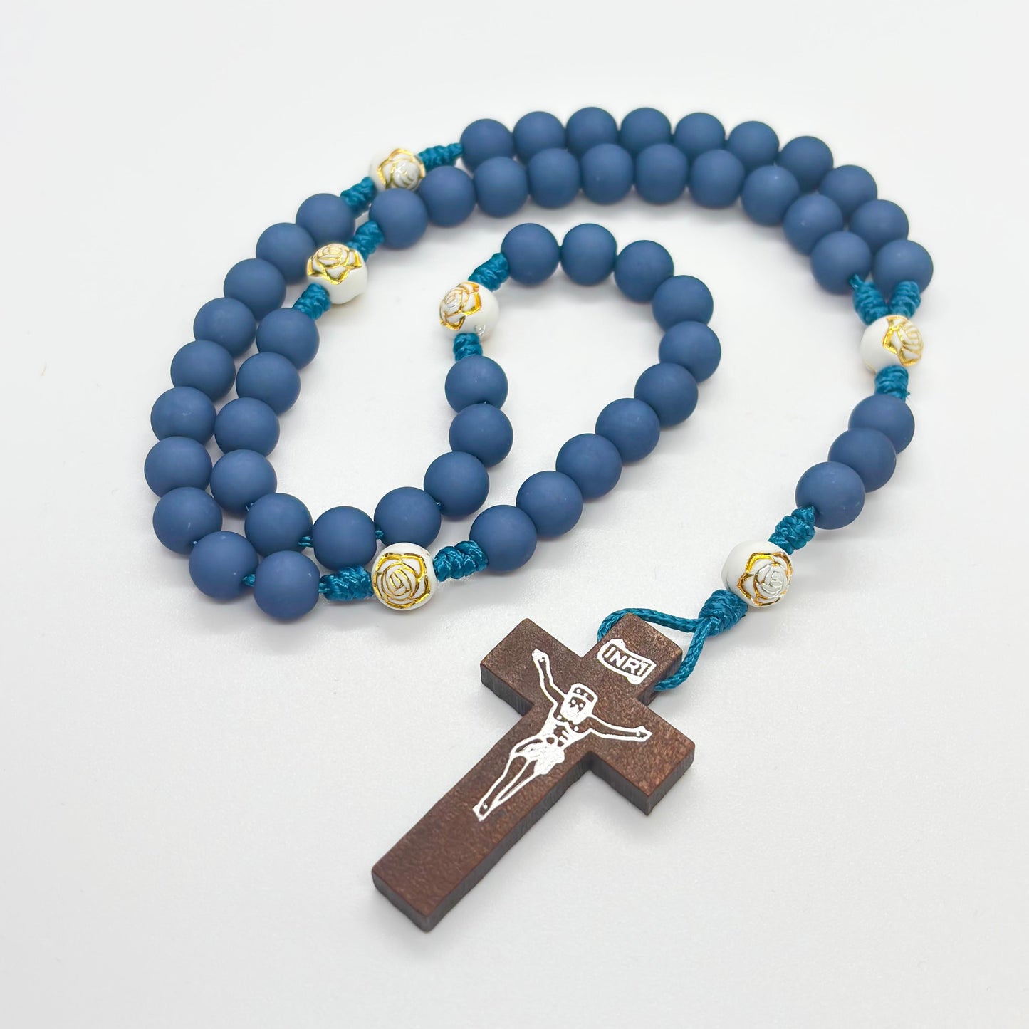 Rosario in corda - Croce in legno