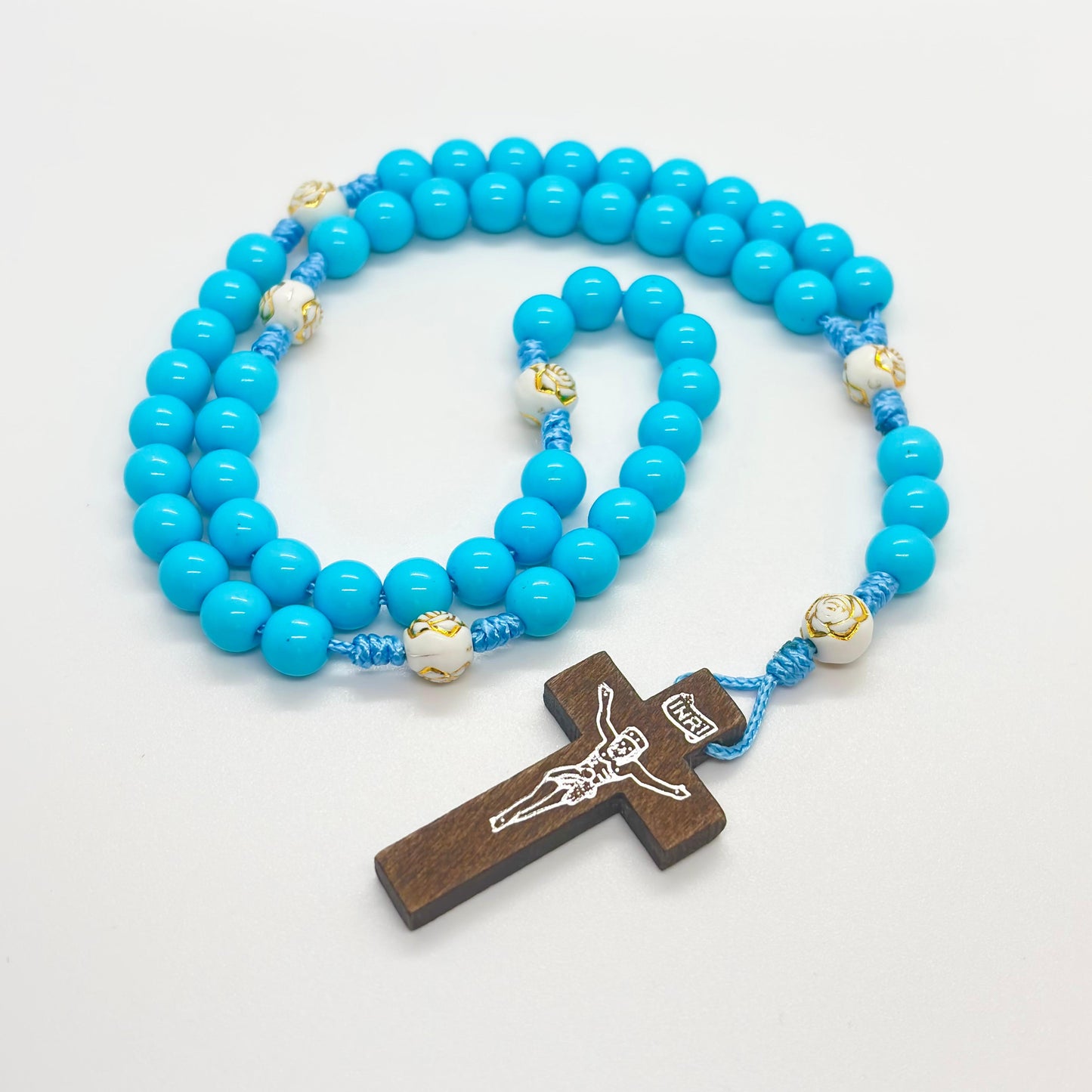 Rosario in corda - Croce in legno