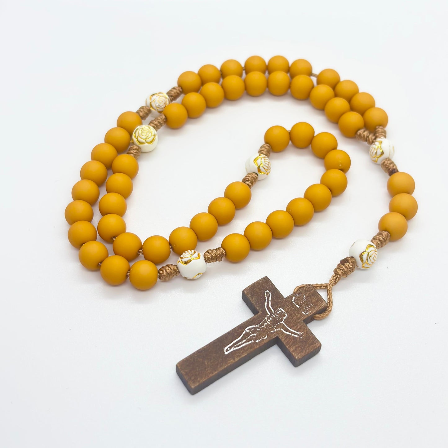 Rosario in corda - Croce in legno