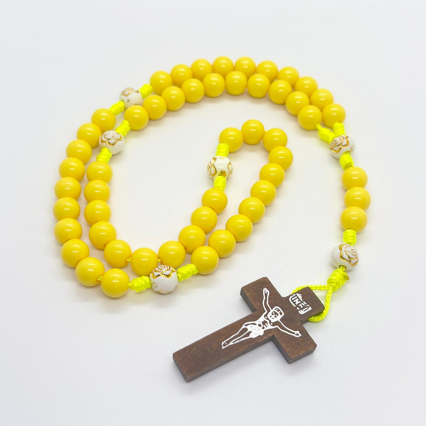 Rosario in corda - Croce in legno