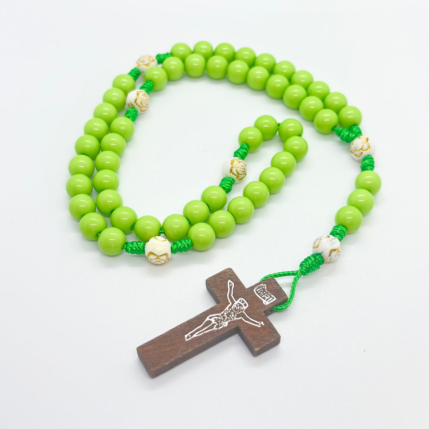 Rosario in corda - Croce in legno