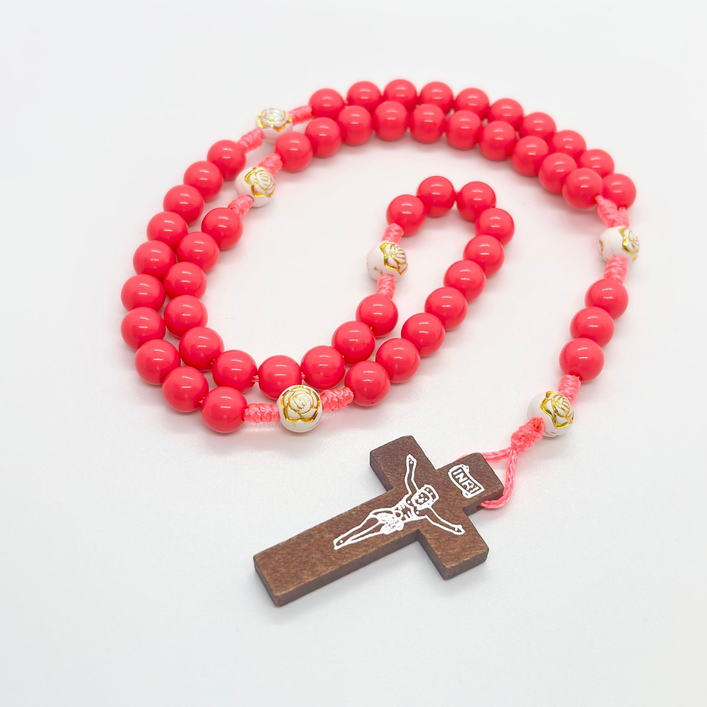 Rosario in corda - Croce in legno