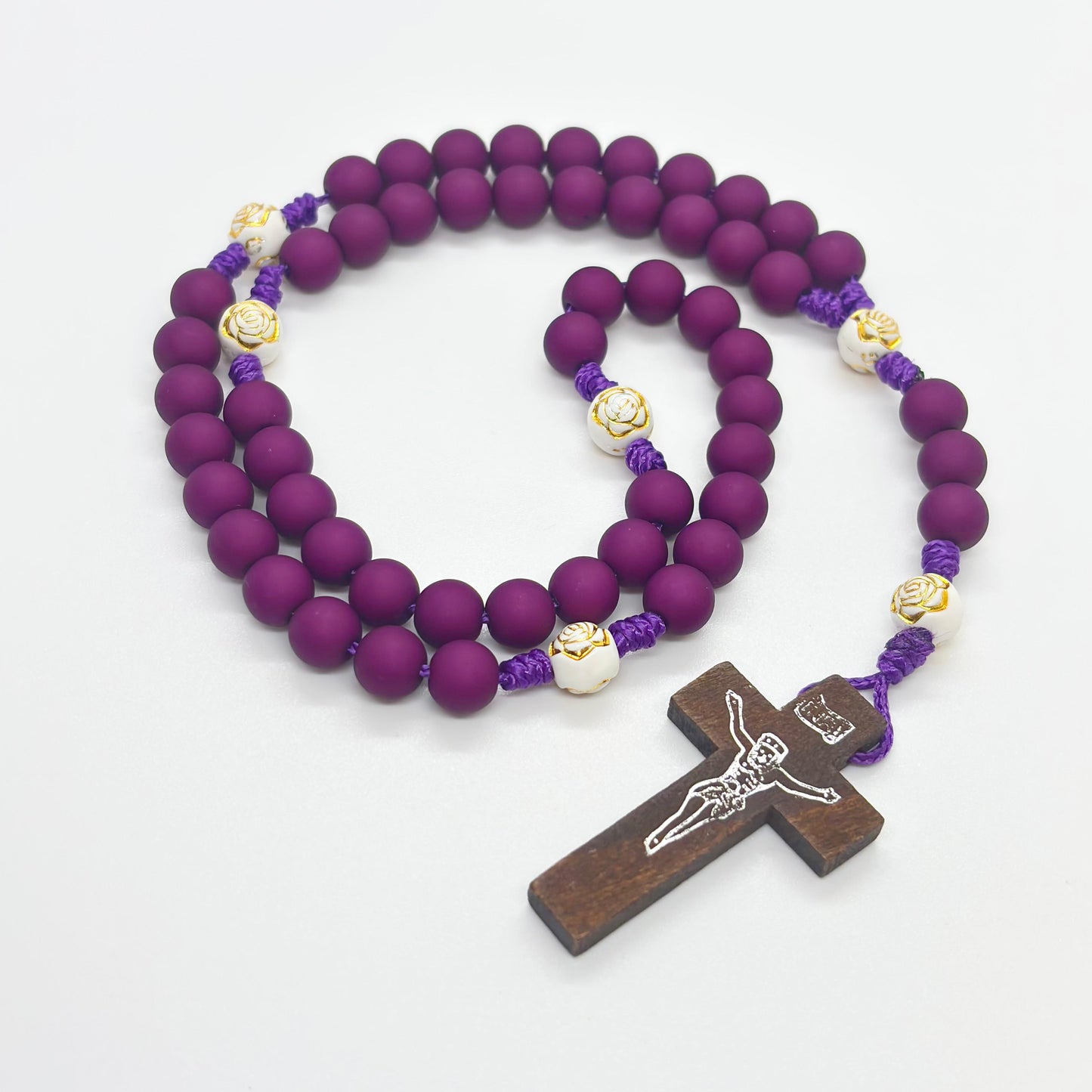 Rosario in corda - Croce in legno