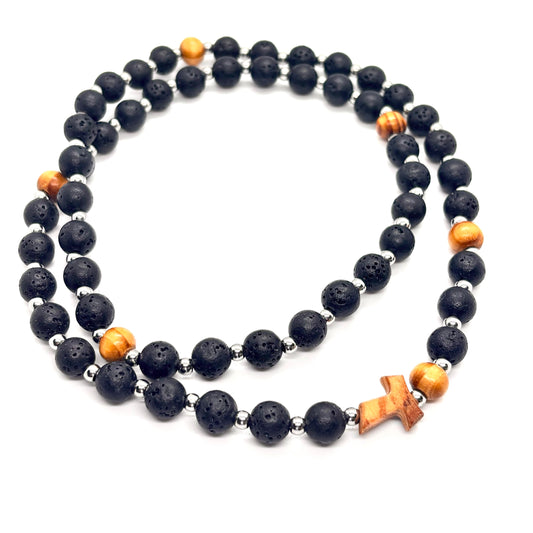 Collana- Rosario in pietra lavica