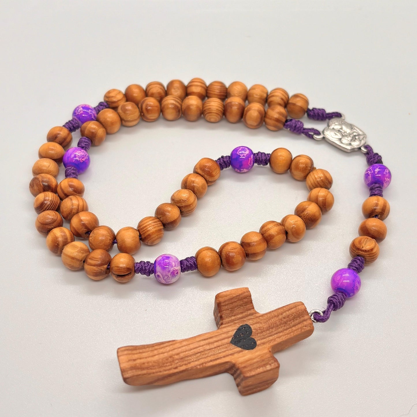 Rosario in legno Sacra Famiglia e Spirito Santo