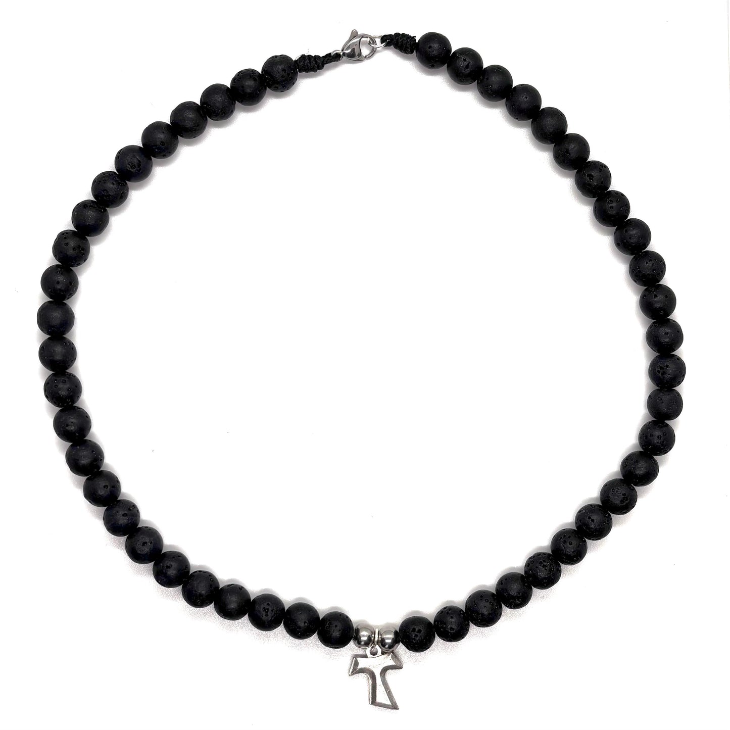 Collana in pietra lavica e Tau