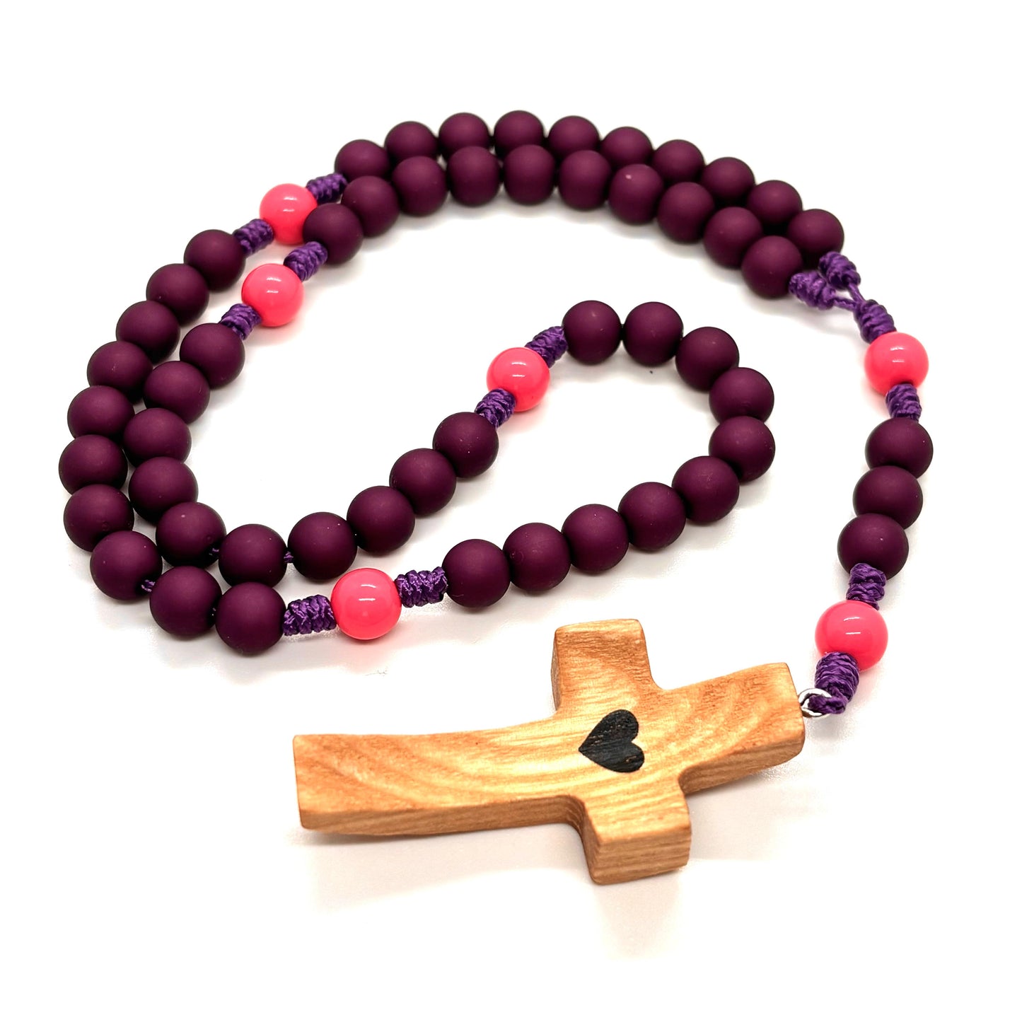 Rosario in corda - Croce in legno