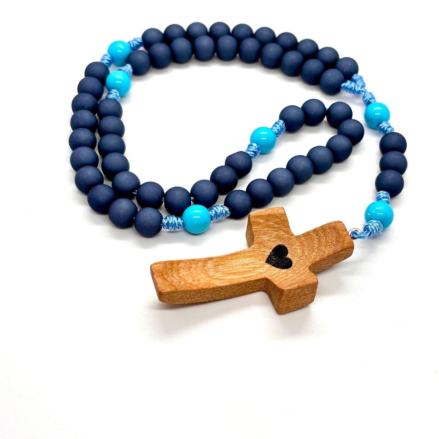 Rosario in corda - Croce in legno