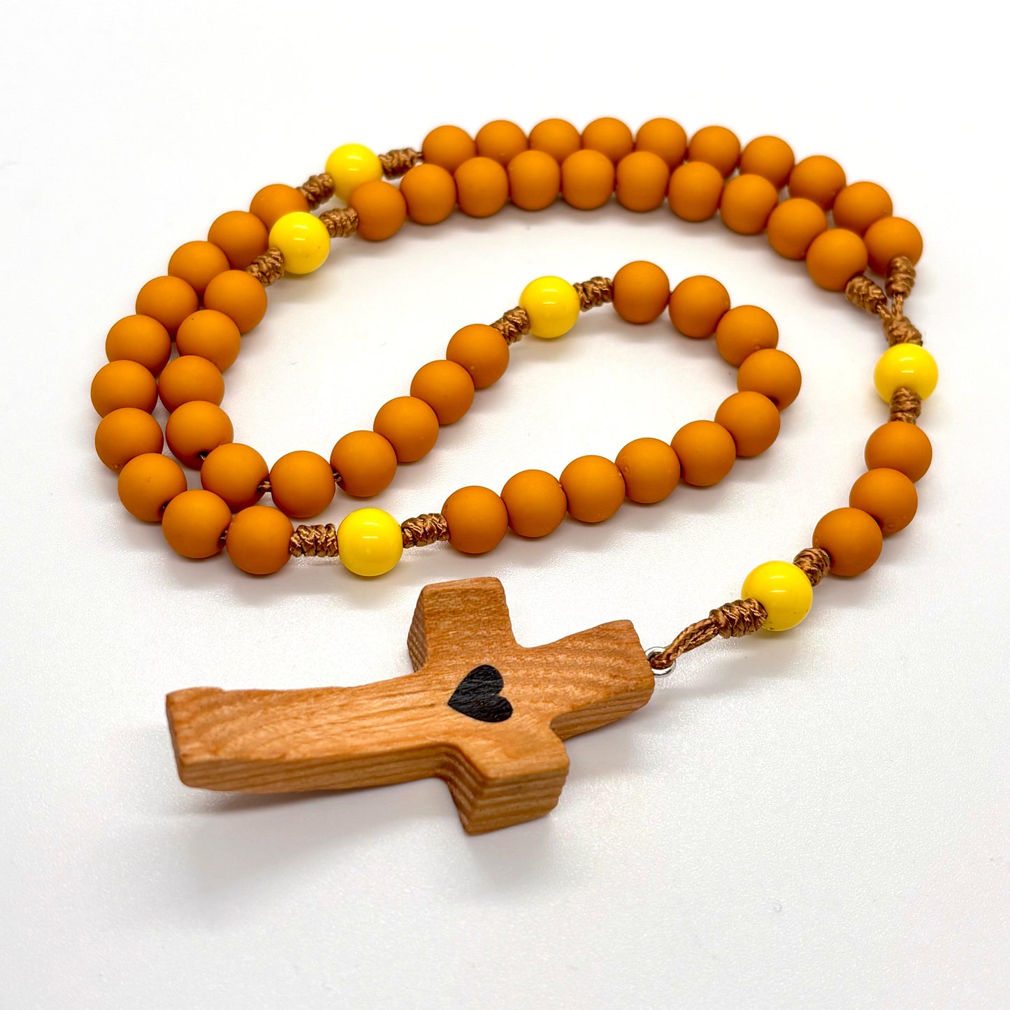 Rosario in corda - Croce in legno