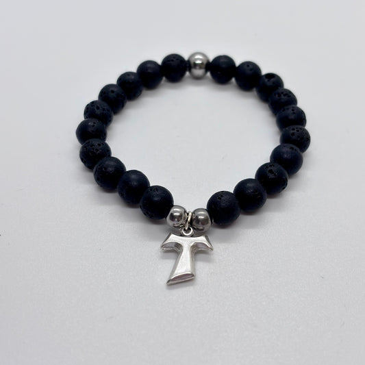 Bracciale in pietra lavica e Tau