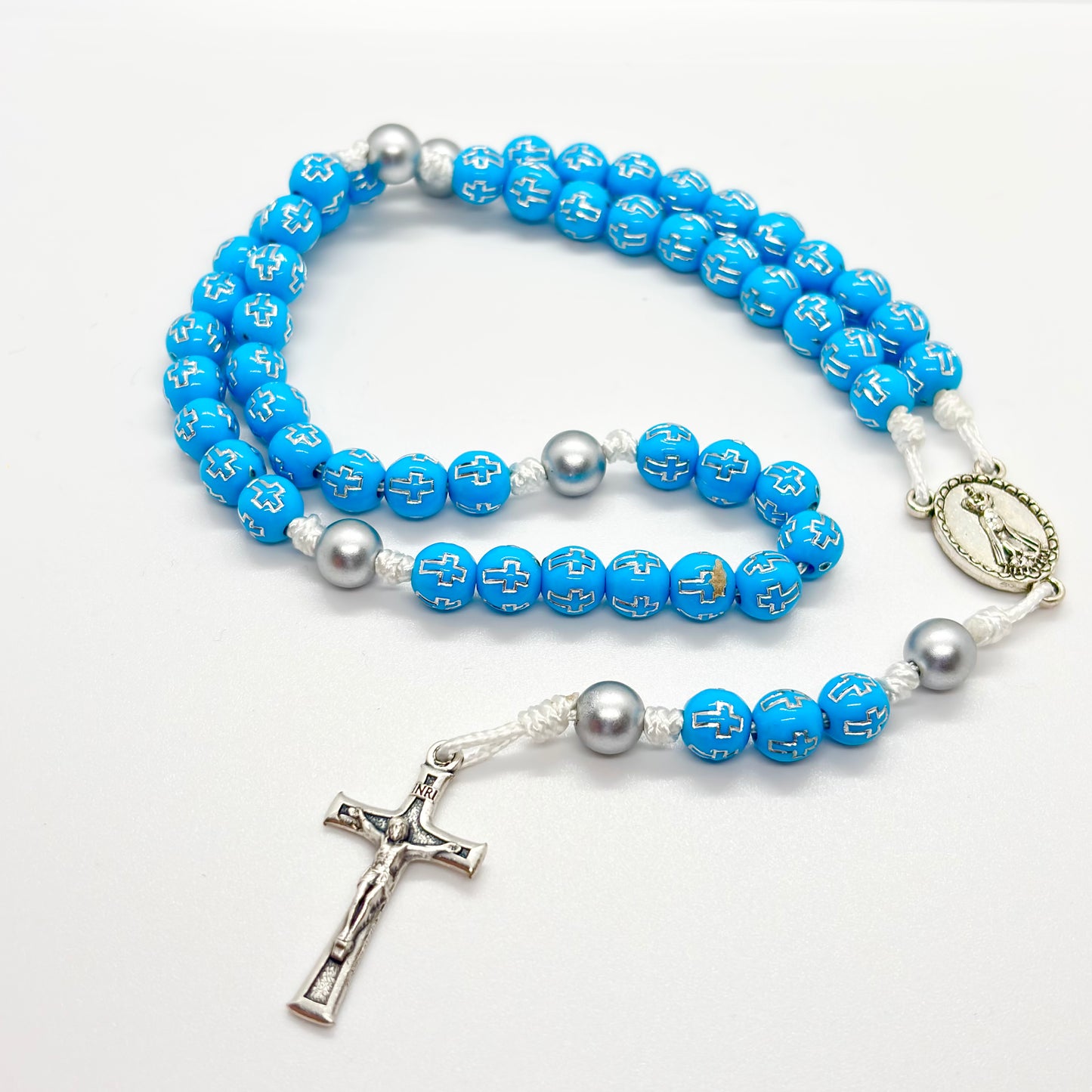 Rosario in corda - azzurro - Fatima