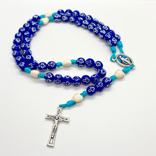 Rosario in corda blu - medaglia Miracolosa