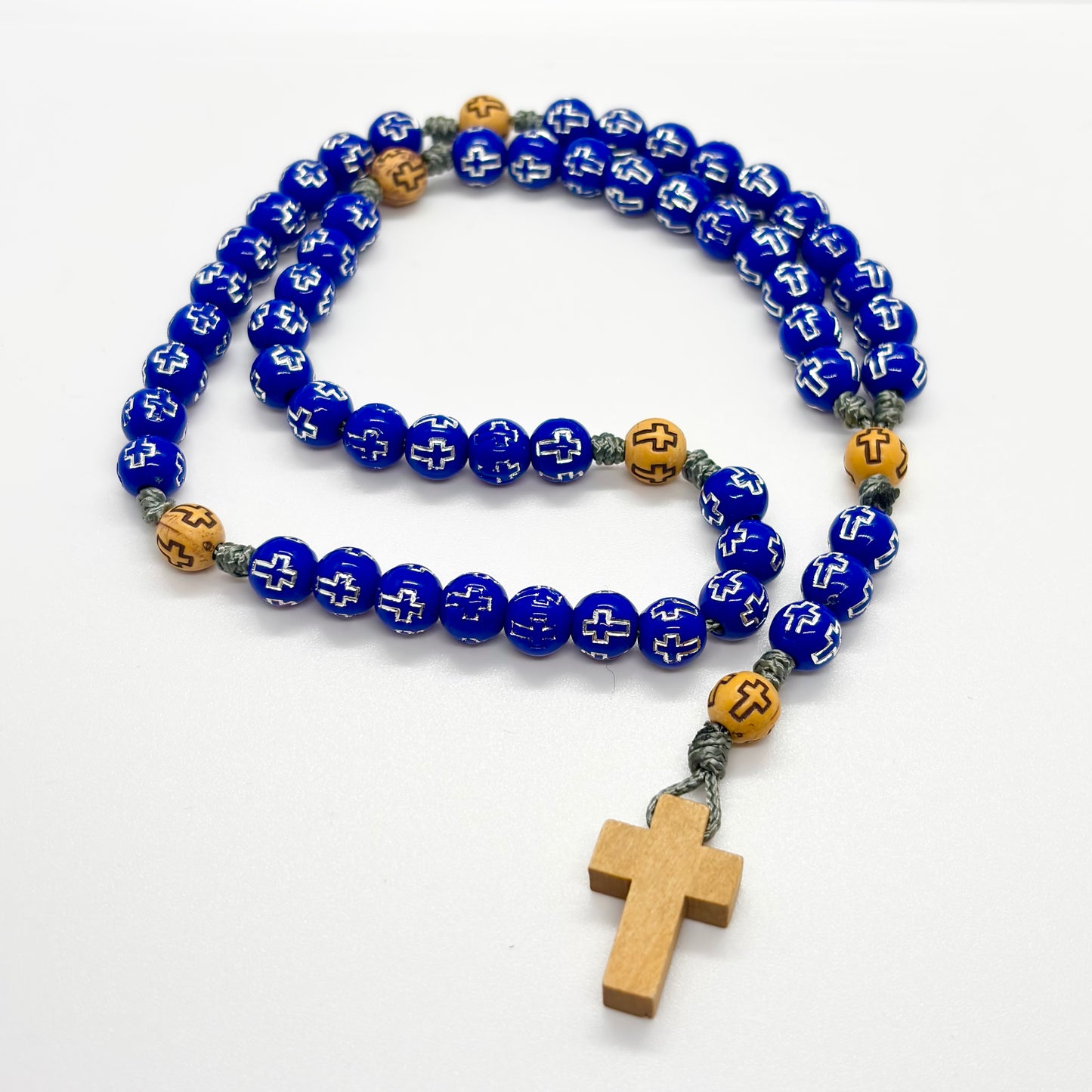 Rosario in corda colore blu