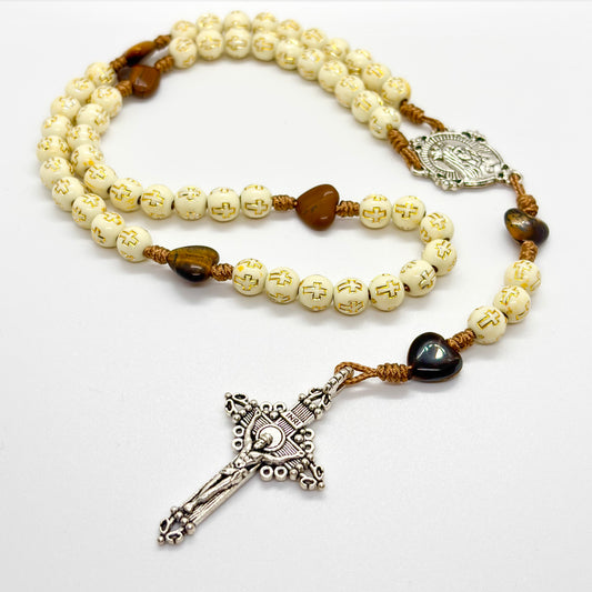 Rosario in corda con cuori