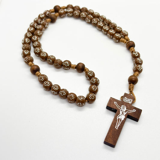 Rosario in corda e legno scuro