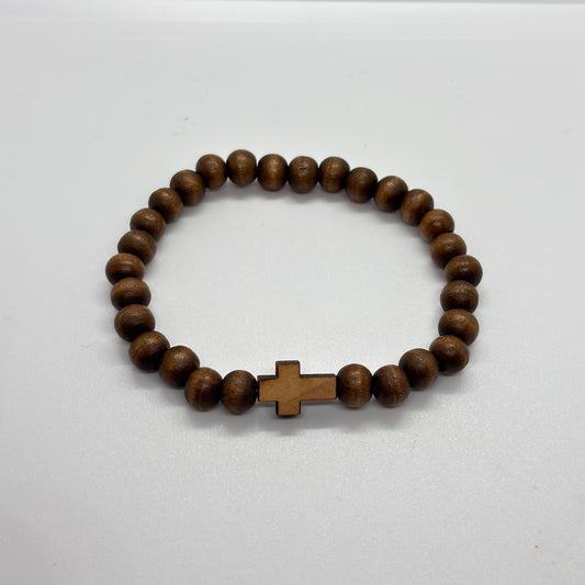 Bracciale in legno con croce