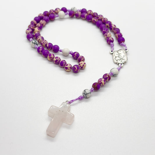 Rosario in corda con pietra viola
