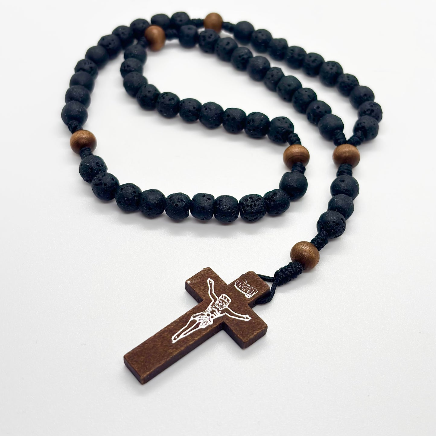 Rosario in corda e pietra vulcanica