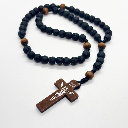 Rosario in corda e pietra vulcanica
