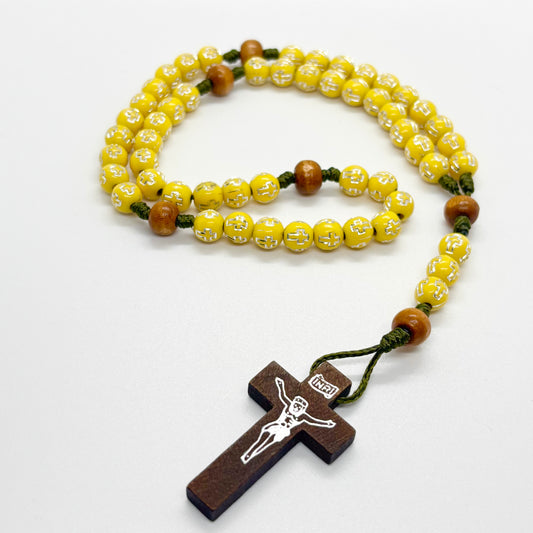 Rosario in corda e croce in legno