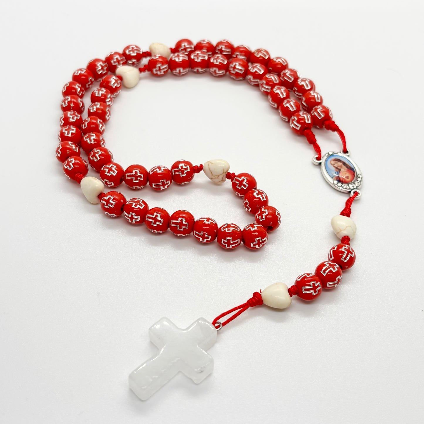 Rosario in corda Rosso - Sacro Cuore Gesù
