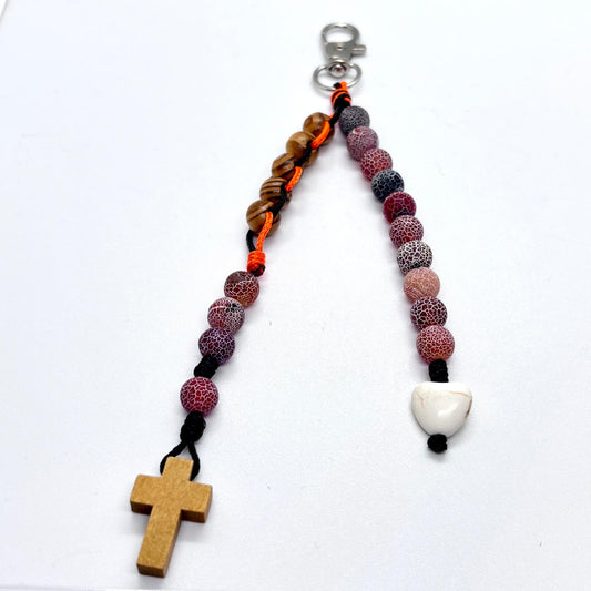 Rosario Charm - Pietra nera/arancione